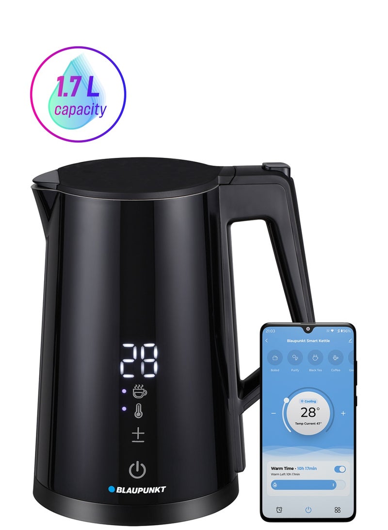 Blaupunkt Wifi Cordless Kettle, Tuya App, Voice Controlled, 2200W, 1.7L, Temperature Selection 1.7 L 2200 W BKW825 Black - Image 1