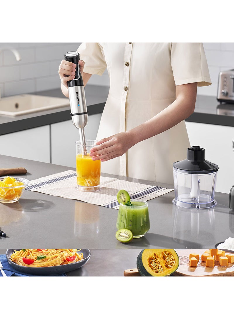 بلوبونكت Immersion Hand Blender Set, 1000W, Stainless Steel Body, Shaft and Blade, Variable Speed, 3 Attachments PCM475 Stainless Steel  - Image 3