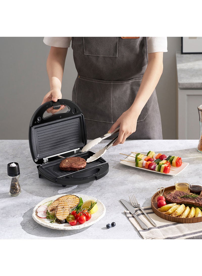 بلوبونكت 2-Slice Sandwich Maker, 3 in 1 Grill, Sandwich And Waffle Maker, 750W, With 3 Pairs Of Plates 750 W KSM580 Stainless Steel/Black  - Image 4