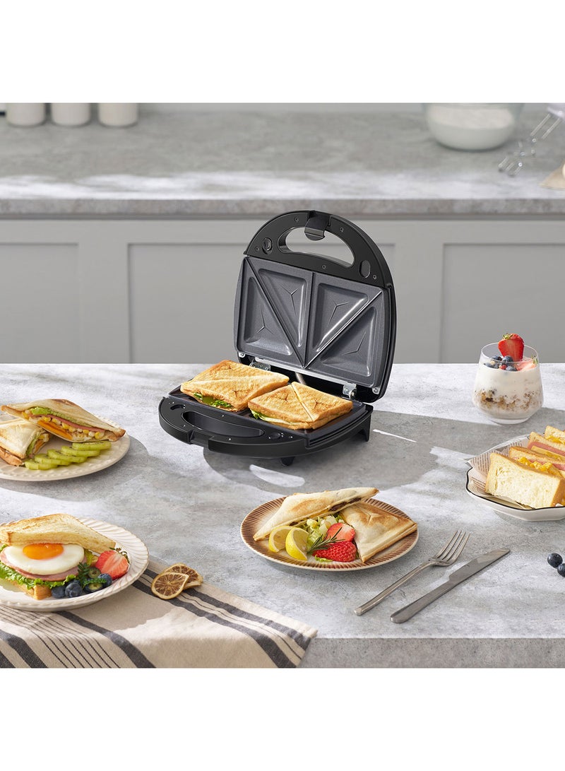 بلوبونكت 2-Slice Sandwich Maker, 3 in 1 Grill, Sandwich And Waffle Maker, 750W, With 3 Pairs Of Plates 750 W KSM580 Stainless Steel/Black  - Image 2