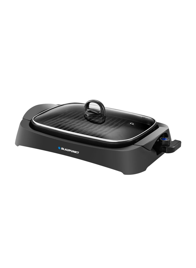Blaupunkt Indoor Grill, 2200W, Non-stick Grilling Plate, Drip Tray, Glass Lid 2200 W KGT422 Black/Glass  - Image 1