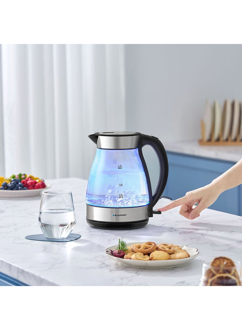 بلوبونكت Cordless Glass Kettle, 2200W, 1.7L, Soft Blue Light, Automatic Shut-off 1.7 L 2200 W BKG422 Glass/Stainless Steel  - Image 2