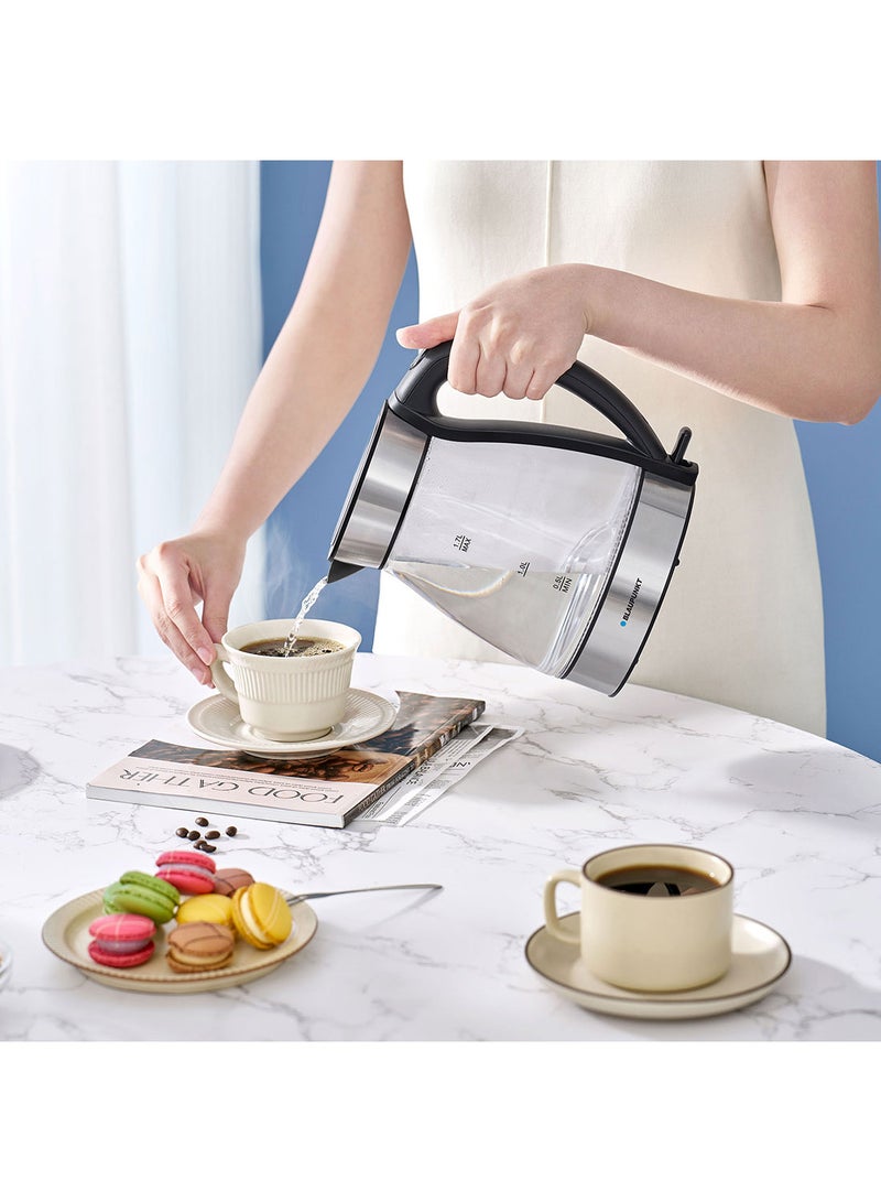 بلوبونكت Cordless Glass Kettle, 2200W, 1.7L, Soft Blue Light, Automatic Shut-off 1.7 L 2200 W BKG422 Glass/Stainless Steel  - Image 4