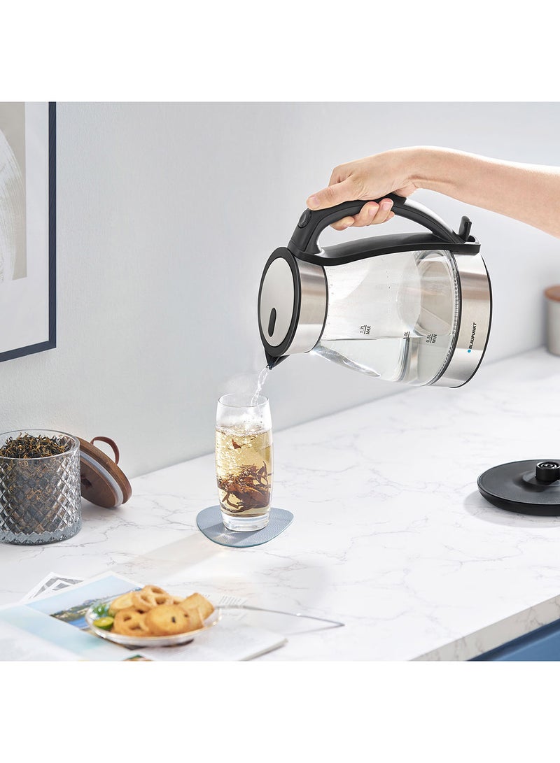 بلوبونكت Cordless Glass Kettle, 2200W, 1.7L, Soft Blue Light, Automatic Shut-off 1.7 L 2200 W BKG422 Glass/Stainless Steel  - Image 5