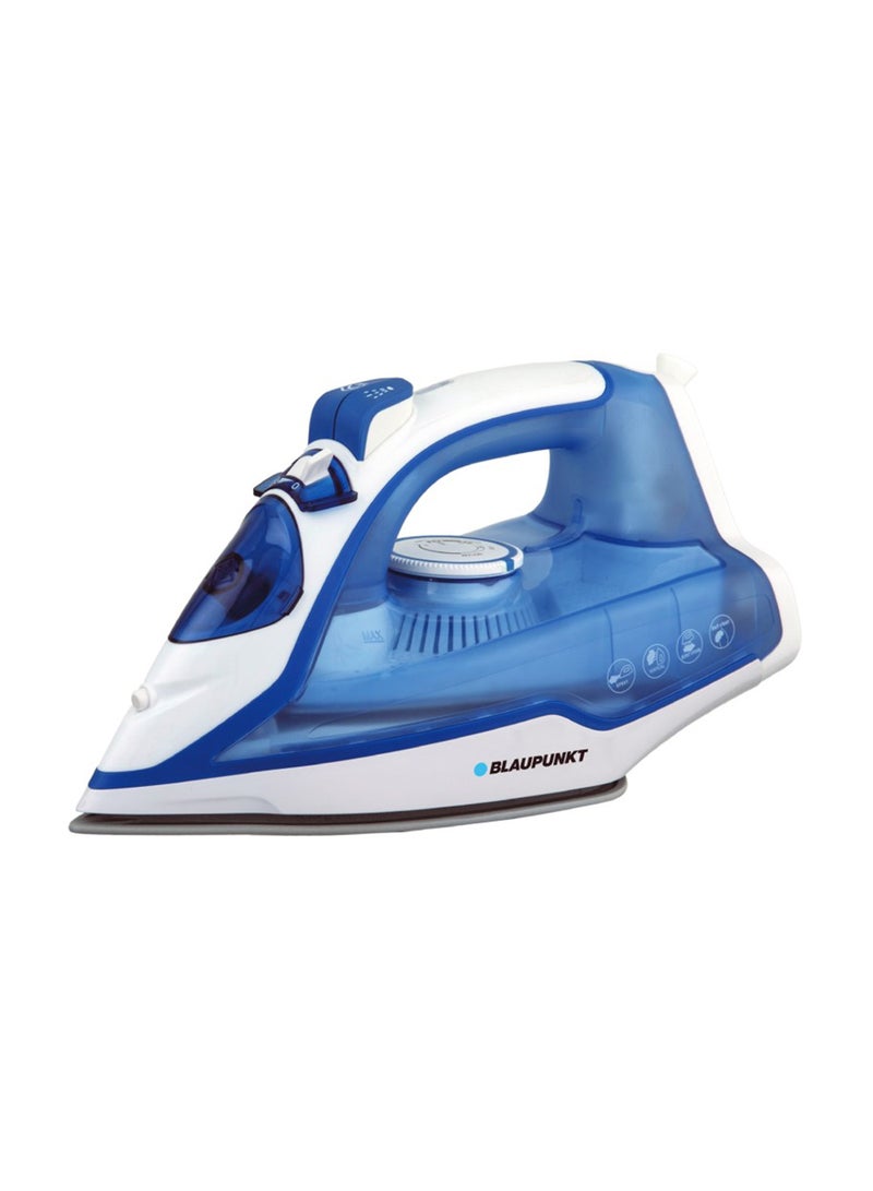 بلوبونكت Steam Iron, 2400W, Auto Shut-off, Anti-Calc, Anti-Drip, Ceramic Soleplate 280 ml 2400 W GIS360 Blue/White  - Image 1