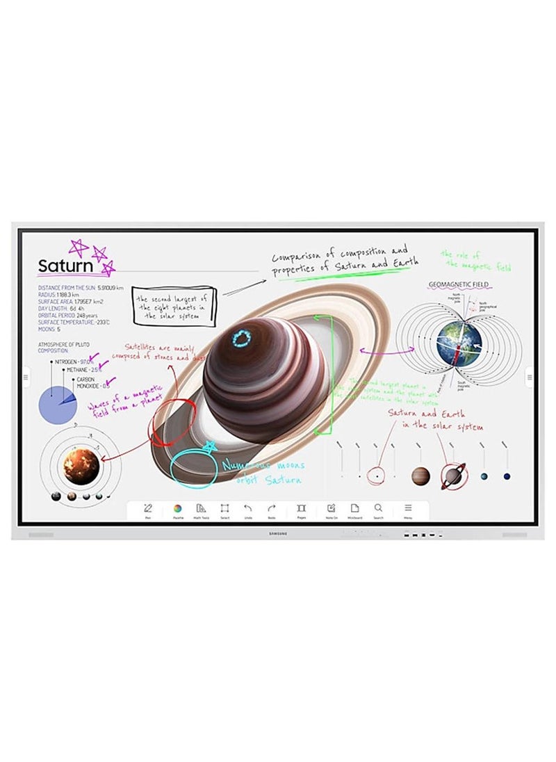 Samsung Flip Pro WMB Interactive Display, 75" 4K UHD VA Touch Display, 75Hz Refresh Rate, 8ms Response Time, Tizen 6.5, Free VESA Mount, 32GB Flash Memory, Stylus Pen Inlcuded, LH75WMBWLGCXUE Black - Image 1