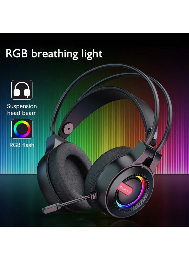 لينوفو Thinkplus G80-B USB RGB Gaming Headset - 7.1 Surround Sound - Noise Cancelling Microphone  - Image 2
