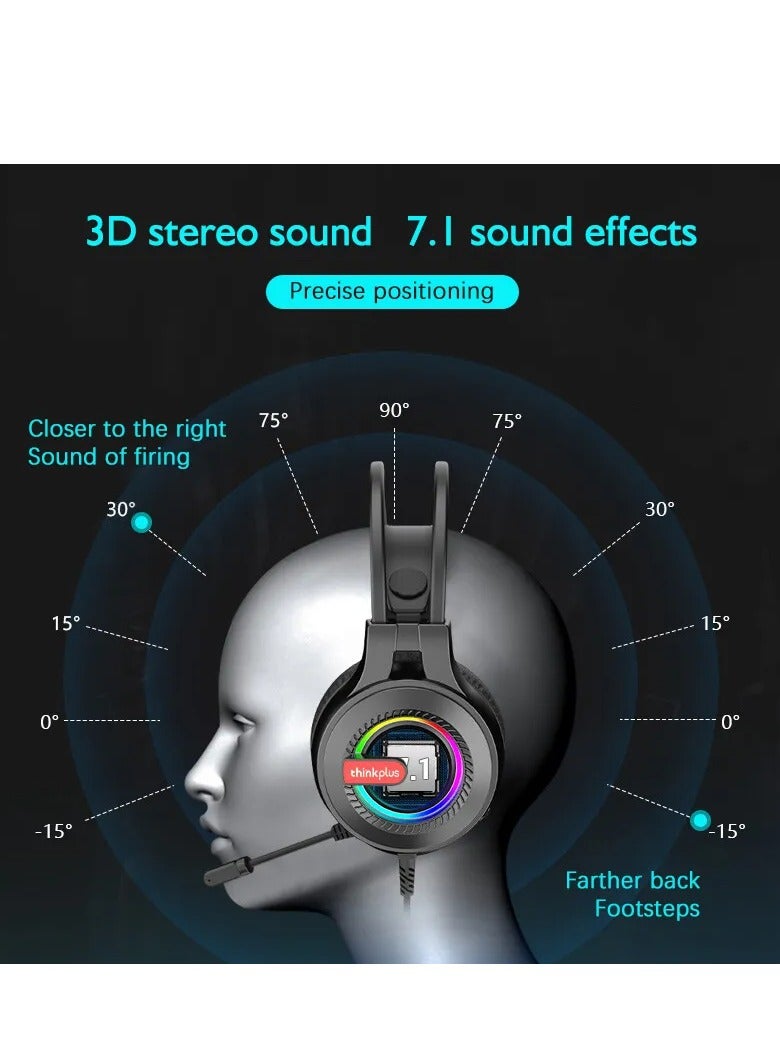 لينوفو Thinkplus G80-B USB RGB Gaming Headset - 7.1 Surround Sound - Noise Cancelling Microphone  - Image 5
