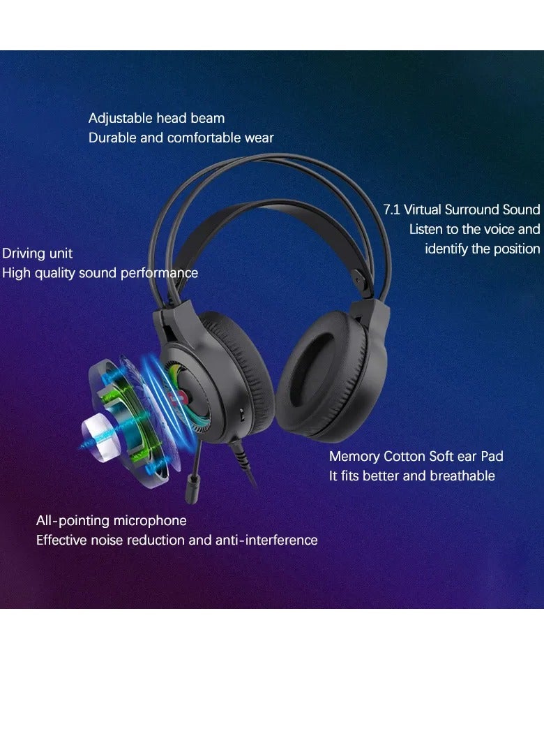 لينوفو - Thinkplus G80-B USB RGB Gaming Headset - 7.1 Surround Sound - Noise Cancelling Microphone - Image 1