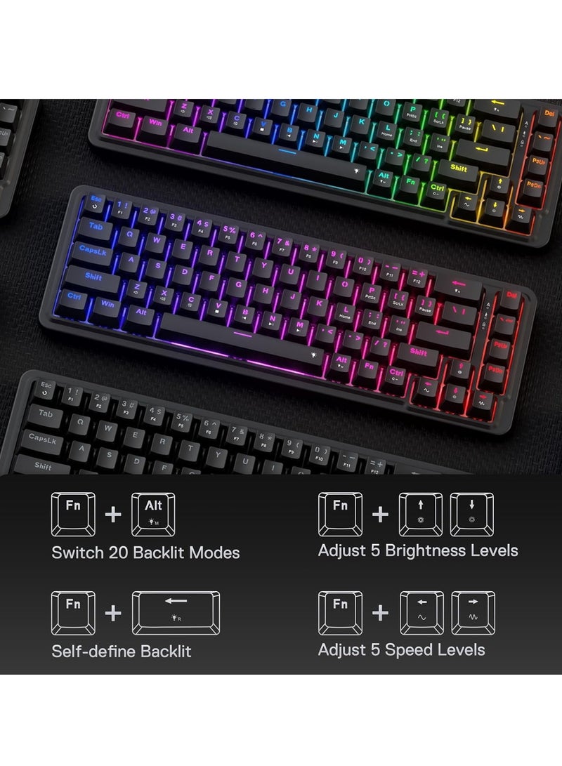 ريدراجون - Wired Gasket RGB Gaming Keyboard K709 60%, 68 Keys Hot-Swap Compact Mechanical Keyboard w/Free-Mod Socket, 3-Layer Noise Dampening & Dedicated Arrow Keys, Quiet Custom Linear Switch - Image 1