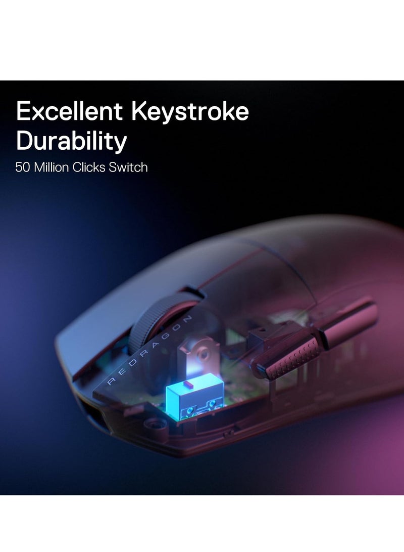 ريدراجون ماوس الألعاب السلكي K1NG M724، 42 جرام خفيف للغاية، 12,400 DPI كحد أقصى، ماوس ألعاب بصري مع 5 أزرار قابلة للبرمجة، تصميم مريح مع قبضة طبيعية، البرنامج يدعم تخصيص الأزرار وDPI، أسود - Image 4