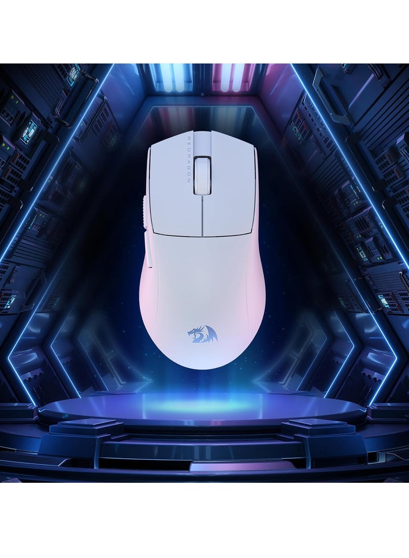 REDRAGON - K1NG M724 Wired Gaming Mouse, 42G Ultra-Light 12,400 Max DPI Optical Gaming Mouse with 5 Programmable Buttons, Ergonomic Natural Grip Build, Software Supports DIY Keybinds & DPI, White - Image 1