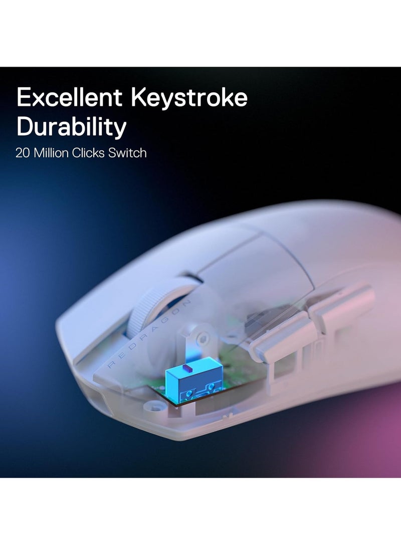 REDRAGON - K1NG M724 Wired Gaming Mouse, 42G Ultra-Light 12,400 Max DPI Optical Gaming Mouse with 5 Programmable Buttons, Ergonomic Natural Grip Build, Software Supports DIY Keybinds & DPI, White - Image 1