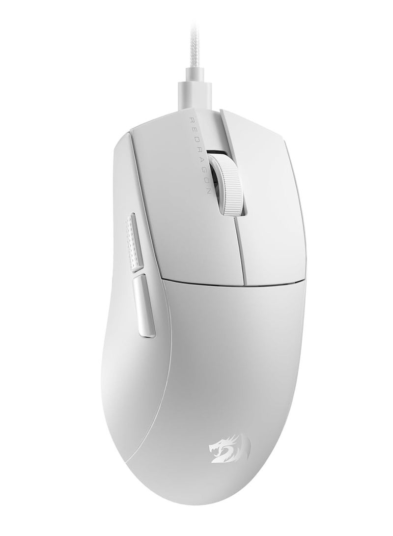 REDRAGON K1NG M724 Wired Gaming Mouse, 42G Ultra-Light 12,400 Max DPI Optical Gaming Mouse with 5 Programmable Buttons, Ergonomic Natural Grip Build, Software Supports DIY Keybinds & DPI, White - Image 1