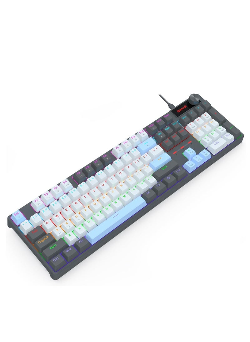 ريدراجون - Wired 104 Keys Gaming Keyboard K718, Rainbow Backlit Wired Mechanical Keyboard w/Dedicated Knob Control, Sound Absorbing Foams, Upgraded Hot-swappable Socket, Mixed Color Keycaps, Red Switch - Image 1