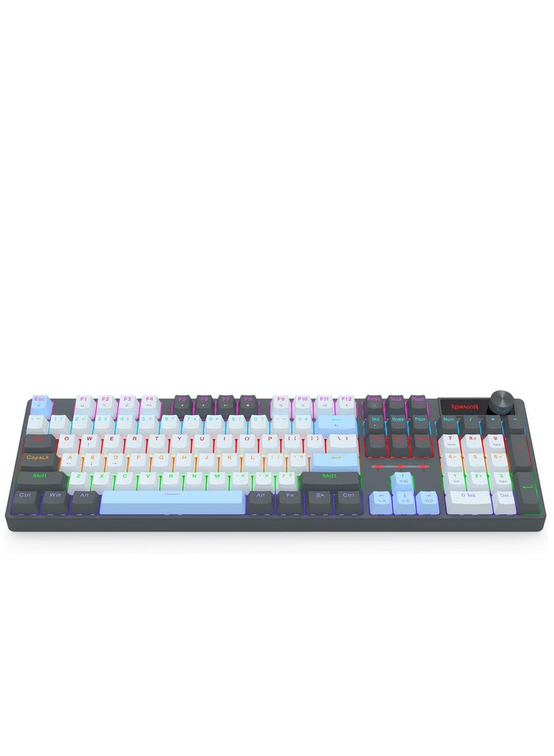 ريدراجون - Wired 104 Keys Gaming Keyboard K718, Rainbow Backlit Wired Mechanical Keyboard w/Dedicated Knob Control, Sound Absorbing Foams, Upgraded Hot-swappable Socket, Mixed Color Keycaps, Red Switch - Image 1