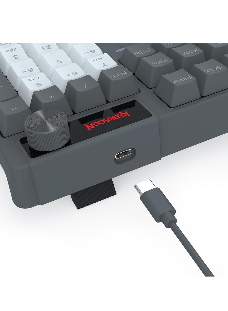 ريدراجون Wired 104 Keys Gaming Keyboard K718, Rainbow Backlit Wired Mechanical Keyboard w/Dedicated Knob Control, Sound Absorbing Foams, Upgraded Hot-swappable Socket, Mixed Color Keycaps, Red Switch  - Image 4