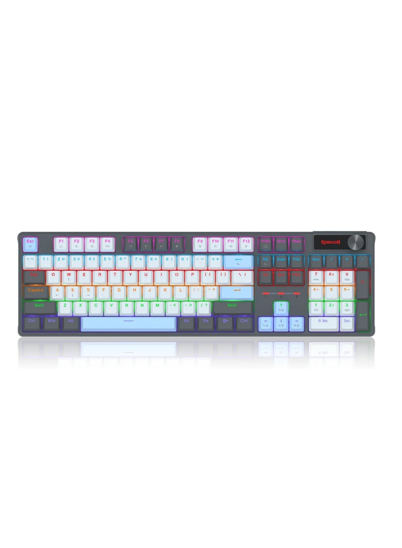 ريدراجون Wired 104 Keys Gaming Keyboard K718, Rainbow Backlit Wired Mechanical Keyboard w/Dedicated Knob Control, Sound Absorbing Foams, Upgraded Hot-swappable Socket, Mixed Color Keycaps, Red Switch  - Image 2