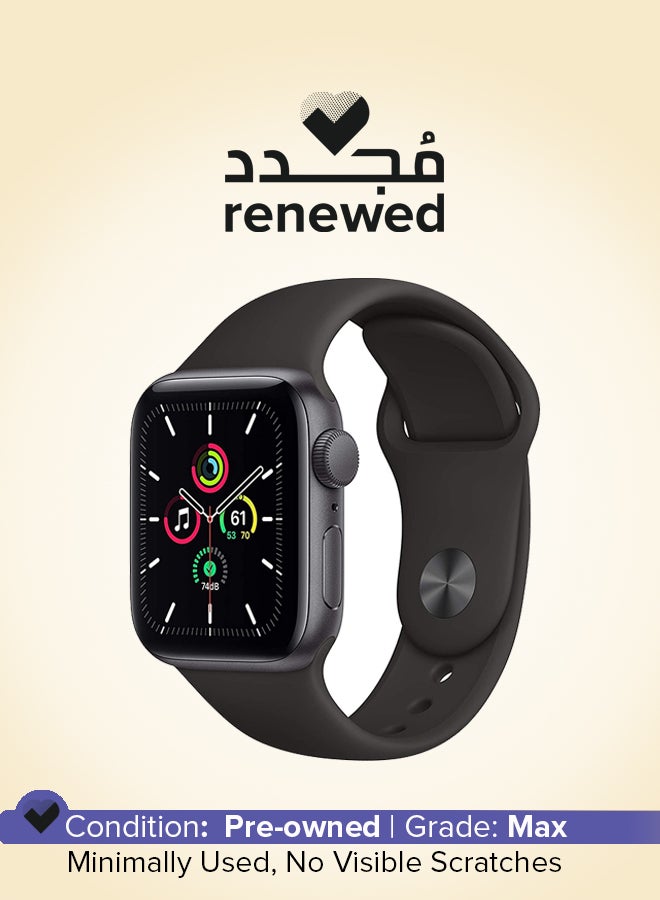 Apple - Renewed - Watch SE GPS 40mm Aluminum Case With Black Sport Band Space Gray - Image 1