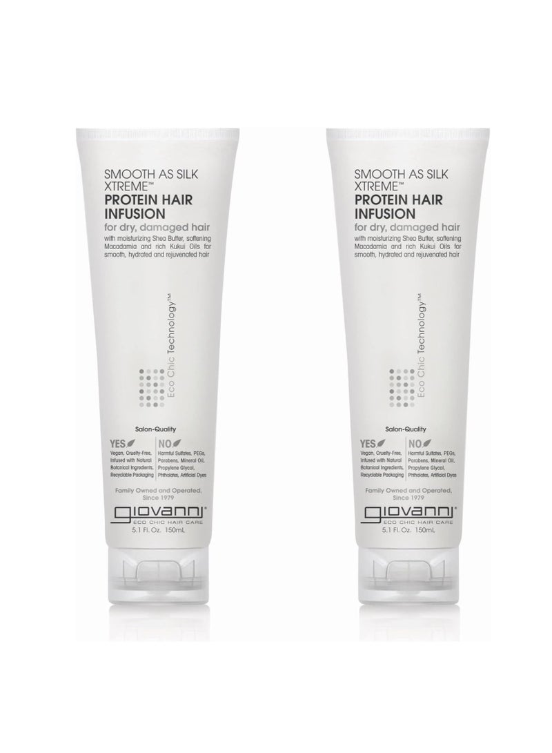 Giovanni Smooth As Silk Xtreme Protein Hair Infusion - Deep Moisturizing & Frizz Calming Hair Mask, Infusion to Revitalize Coarse & Over-Processed Hair, Color Safe, Paraben Free 5.1 fl oz (Pack of 2)  - Image 1