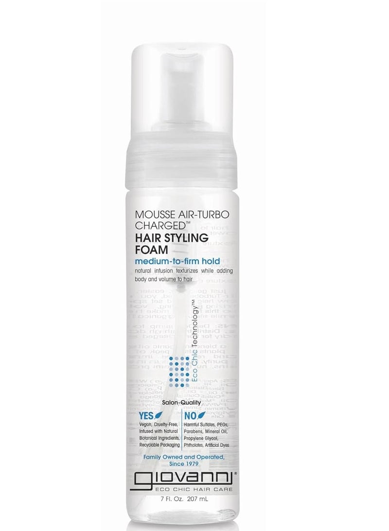 Giovanni Mousse Air-Turbo Charged, Hair Styling Foam - Lightweight for Natural Curls, Medium to Firm Hold, Add Texture & Shine, Curly Hair Products, No Parabens, Color Safe - 7 oz (Pack of 3) 7 Fl Oz (Pack of 3)Fluid Ounce  - Image 1