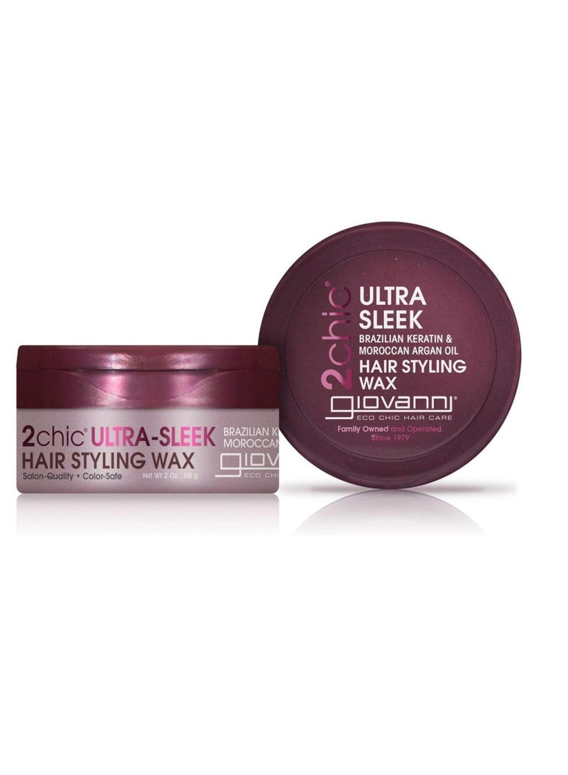 Giovanni 2chic Ultra Sleek Hair Styling Wax - Brazilian Phyto-Keratin & Moroccan Argan Oil, Strong Hold Keeps Hair In Place, Nourishing Anti-Frizz Formula, No Parabens, Color Safe 2 oz - Pack of 1  - Image 1