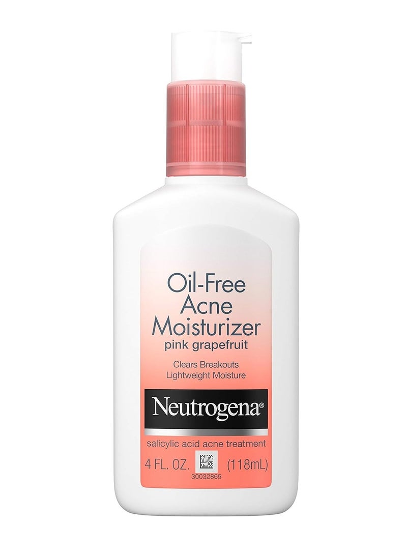 Neutrogena Oil Free Acne Facial Moisturizer with.5% Salicylic Acid Acne Treatment, Pink Grapefruit Acne Fighting Face Lotion for Breakouts, Non-Greasy & Non-Comedogenic 4 fl. oz.Fluid Ounce - Image 1