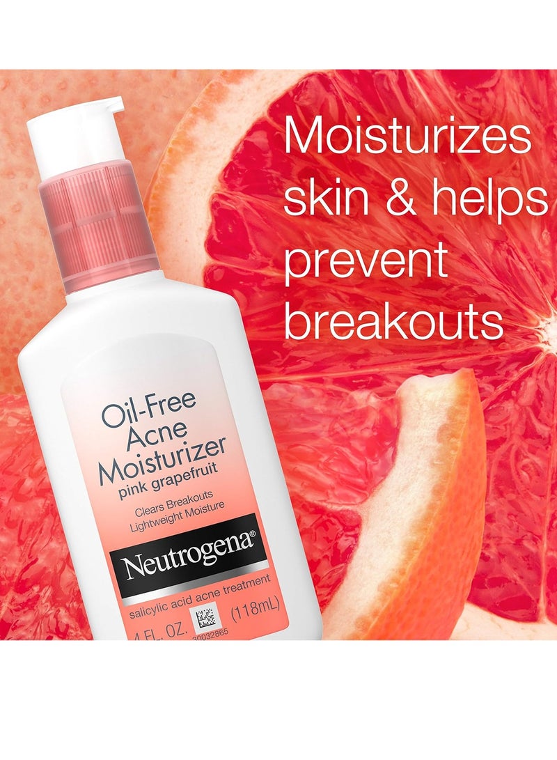 Neutrogena Oil Free Acne Facial Moisturizer with.5% Salicylic Acid Acne Treatment, Pink Grapefruit Acne Fighting Face Lotion for Breakouts, Non-Greasy & Non-Comedogenic 4 fl. oz.Fluid Ounce - Image 2