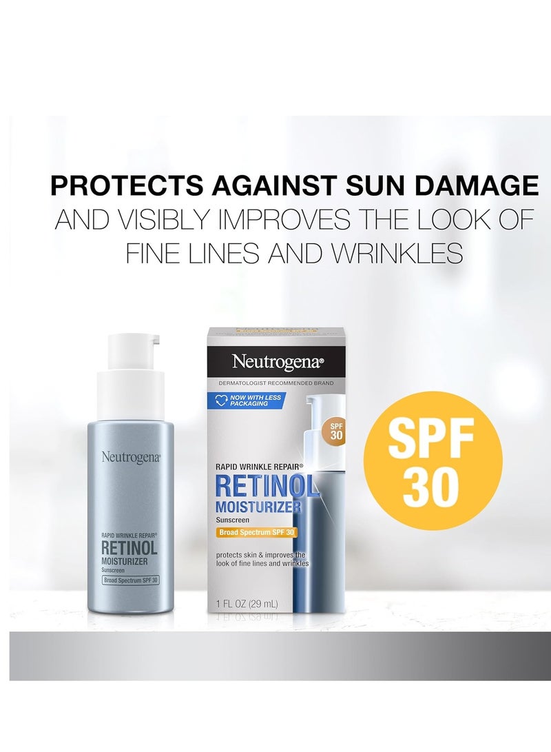 Neutrogena - Retinol Face Moisturizer, Rapid Wrinkle Repair with SPF 30 Sunscreen, Daily Anti-Aging Face Cream with Retinol & Hyaluronic Acid to Fight Fine Lines, Wrinkles, & Dark Spots 1 fl. oz.Fluid Ounce - Image 1