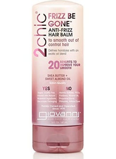Giovanni 2chic Frizz Be Gone Anti-Frizz Hair Balm - Natural Hair Smoothing Formula with Shea Butter & Sweet Almond Oil, Macadamia, Color Safe, Vegan 5 fl oz  - Image 1