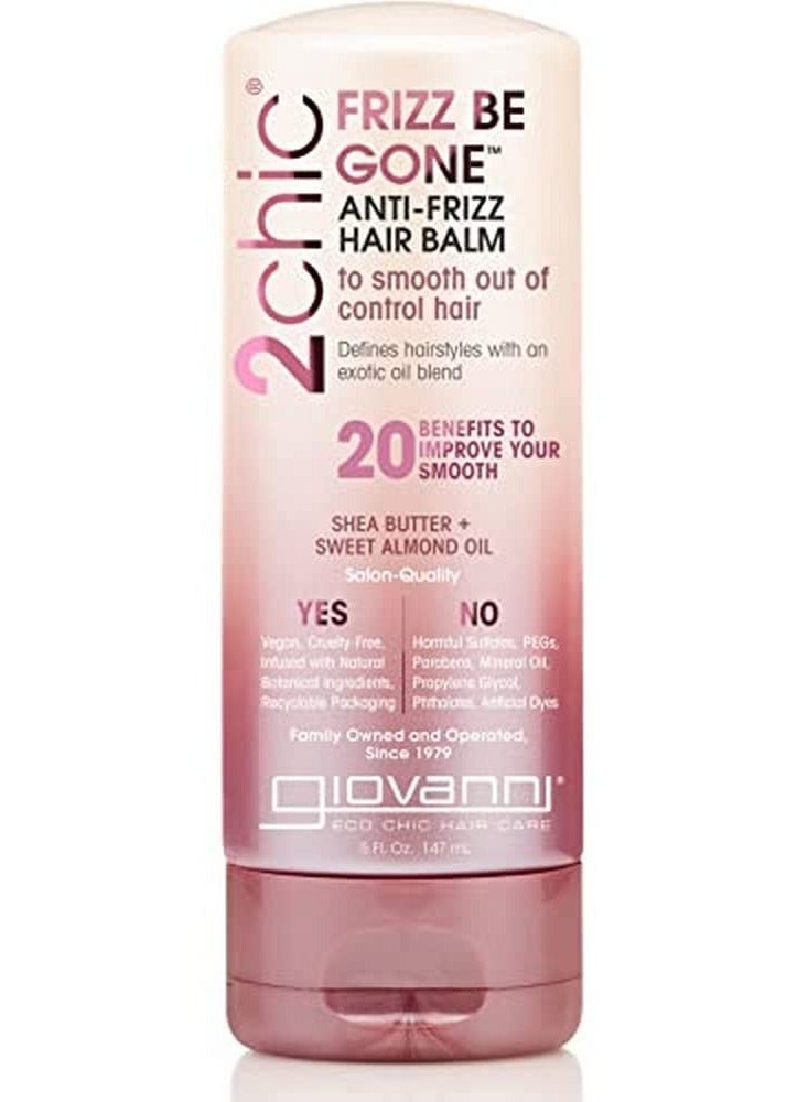 Giovanni 2chic Frizz Be Gone Anti-Frizz Hair Balm - Natural Hair Smoothing Formula with Shea Butter & Sweet Almond Oil, Macadamia, Color Safe, Vegan 5 fl oz  - Image 1