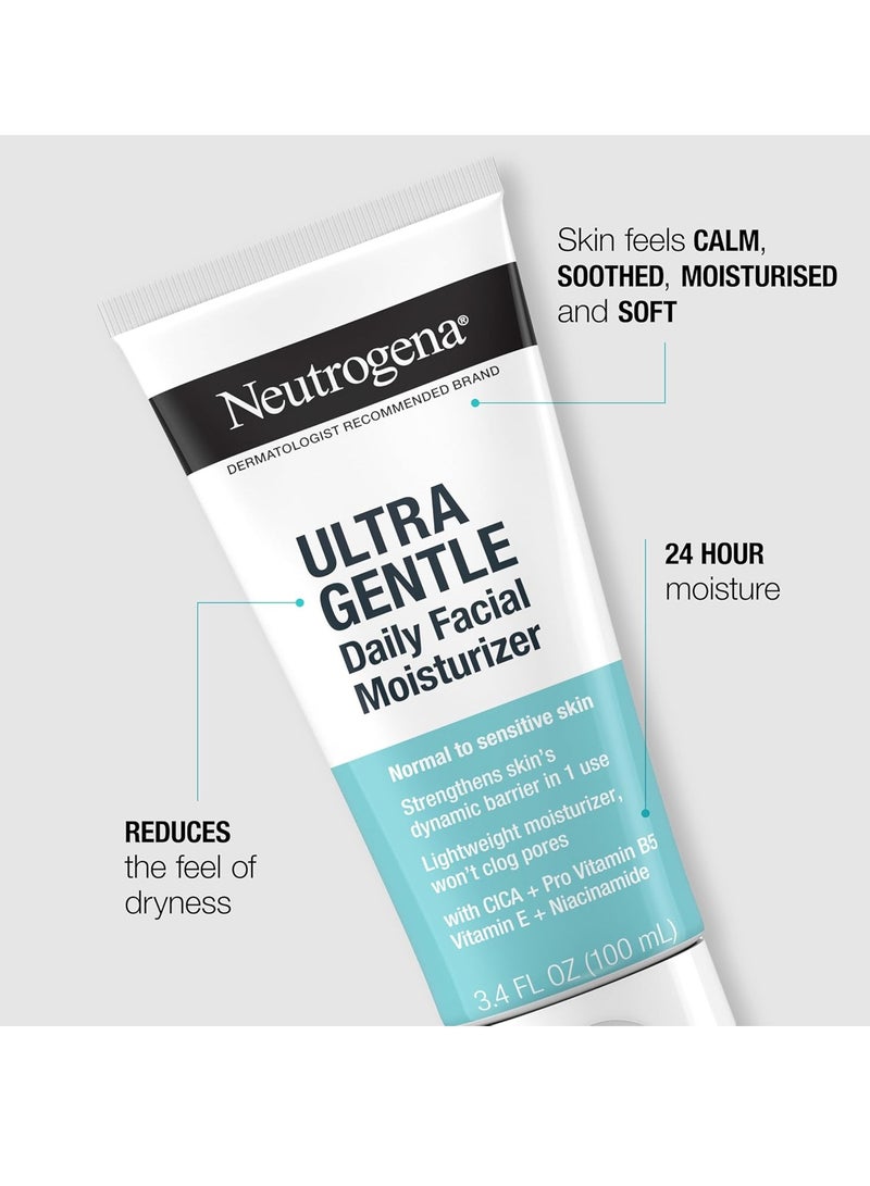 نيوتروجينا Fragrance Free Daily Facial Moisturizer, Face Moisturizer for Sensitive & Dry Skin with Vitamin B3, Pro-Vitamin B5 & Vitamin E, Supports Skin's Dynamic Barrier 3.4Fluid Ounce - Image 2