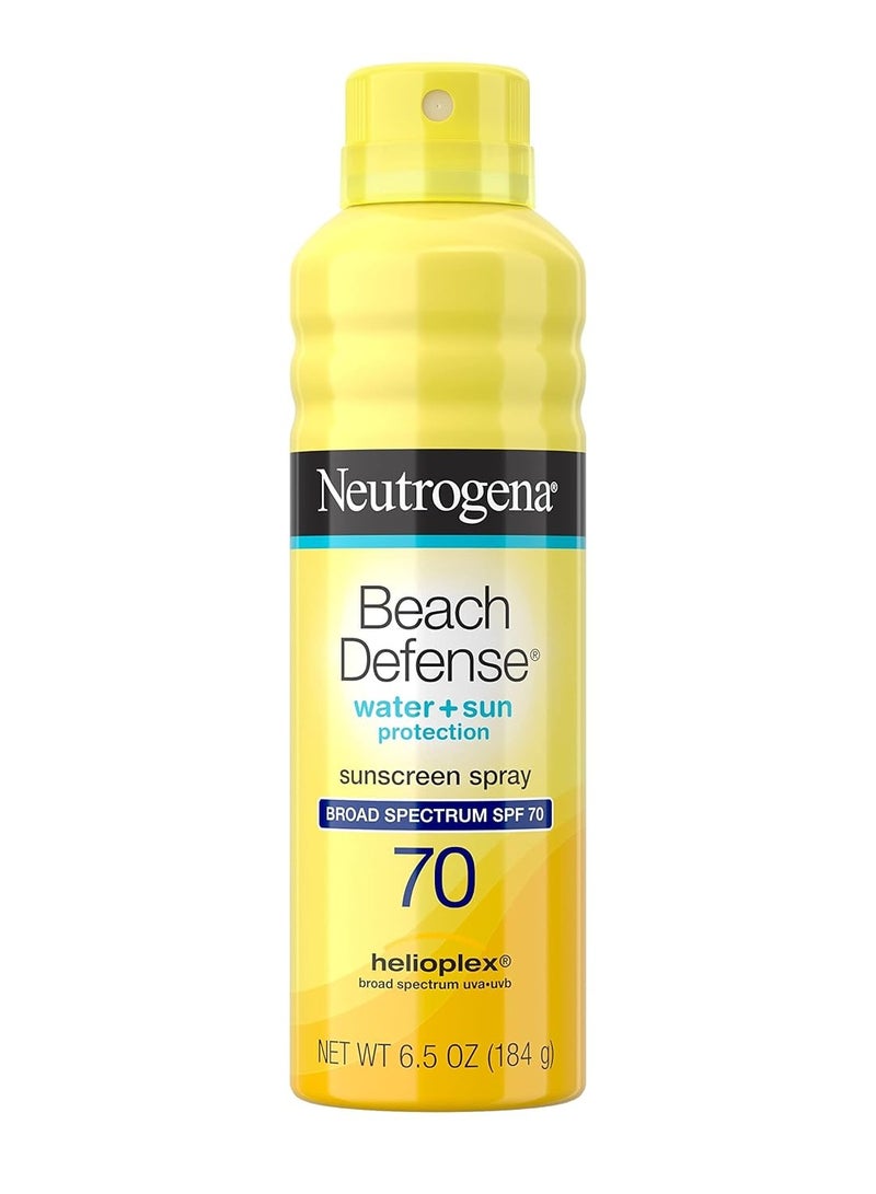 نيوتروجينا Beach Defense Spray Sunscreen with Broad Spectrum SPF 70, Fast Absorbing Sunscreen Body Spray Mist, Water-Resistant UVA/UVB Sun Protection, Oxybenzone Free 6.5 ozounce - Image 1