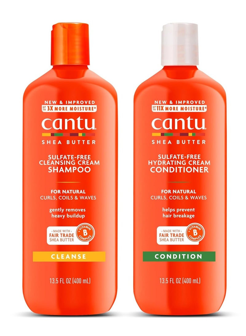 Cantu Sulfate-Free Cream Shampoo & Conditioner Bundle, 13.5 Fl Oz (Pack of 2)  - Image 1