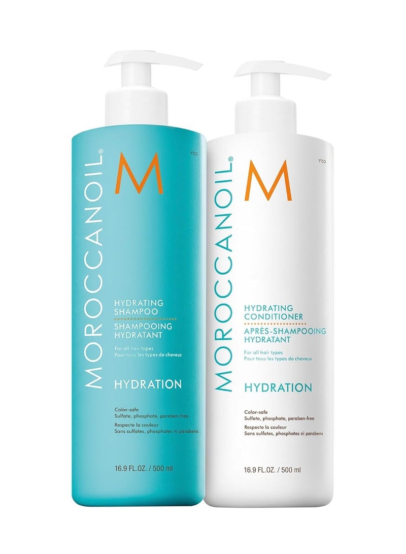 MOROCCANOIL Hydrating Shampoo and Conditioner Set, 500ml Each – Sulfate-Free, Moisturizing Hair Care Duo for Dry Hair  - Image 1
