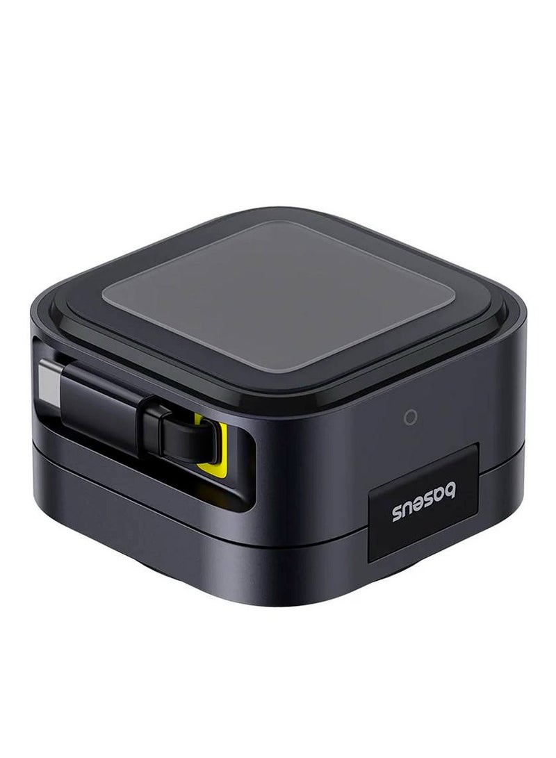 Baseus - PicoGo MagSafe 2 in 1 15W Mobile Charging Station with Built-in Retractable 67W Type-C Cable for MacBook - Cosmic Black - Image 1