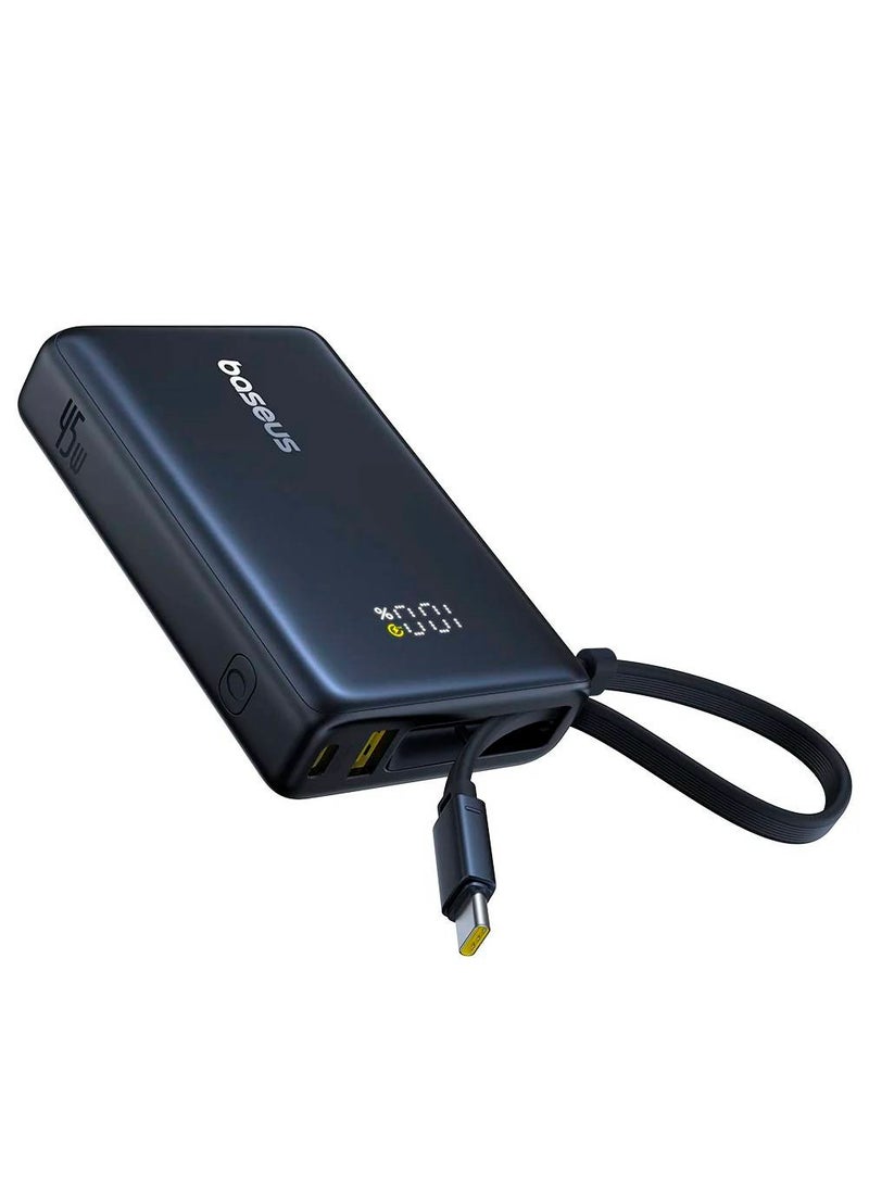 Baseus 10000 mAh 45W Power Bank with Built-in Type-C Cable - Cosmic Black  - Image 3