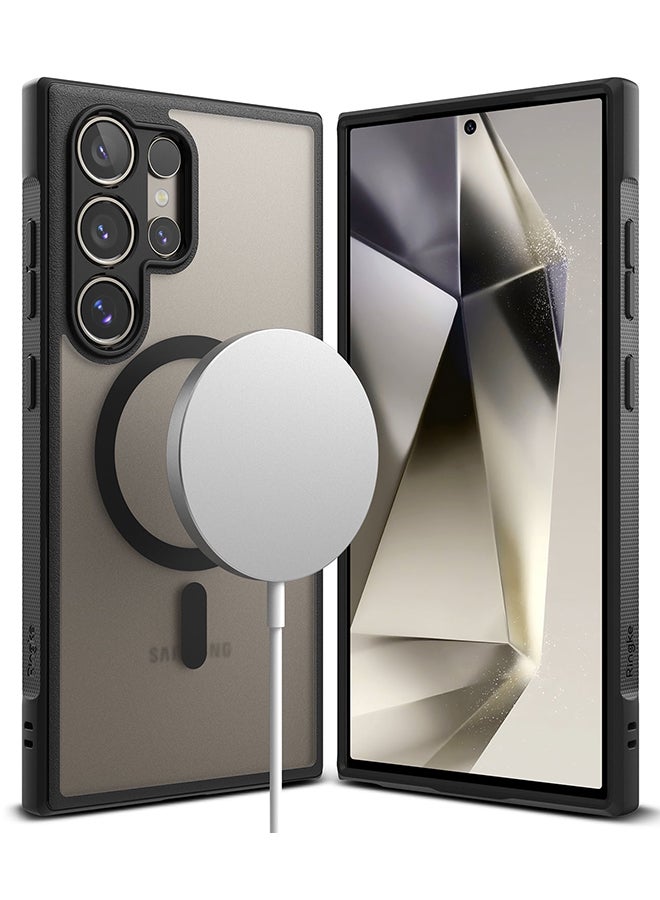 Ringke Fusion Bold Magnetic For Samsung Galaxy S24 Ultra Case Cover Firm Grip Frame Anti-Yellowing Frosted Hard Back Shockproof Bumper Cover - Matte Black - Image 1