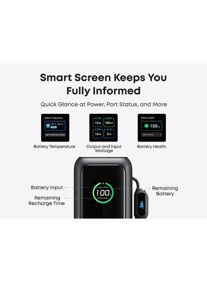 Anker - 25000 mAh Anker Zolo Power Bank (25K, 165W, Built-In USB-C and Retractable Black - Image 1