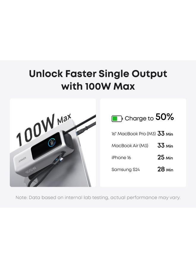 Anker - 25000 mAh Anker Zolo Power Bank (25K, 165W, Built-In USB-C and Retractable Black - Image 1