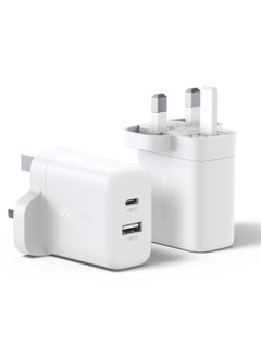 2Pack 20W Dual Ports USB Charger Type C Adapter 1A1C Wall Plug Fast Charging Compatible With iPhone 16 15 14 Pro Max, Galaxy, SLR, DJI, Shaver, AirPods 4, Apple Watch, Huawei Watch, Xiaomi, Redmi - White - pnsku/N70154062V/45/_/1739955746/b9b32d7d-dde0-40c9-a111-223bdbef9722