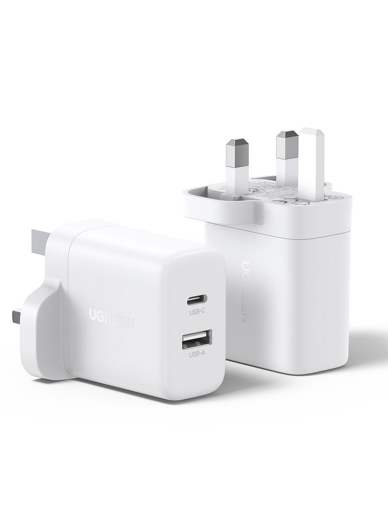 Ugreen - 2Pack 20W Dual Ports USB Charger Type C Adapter 1A1C Wall Plug Fast Charging Compatible With iPhone 16 15 14 Pro Max, Galaxy, SLR, DJI, Shaver, AirPods 4, Apple Watch, Huawei Watch, Xiaomi, Redmi - White - Image 1