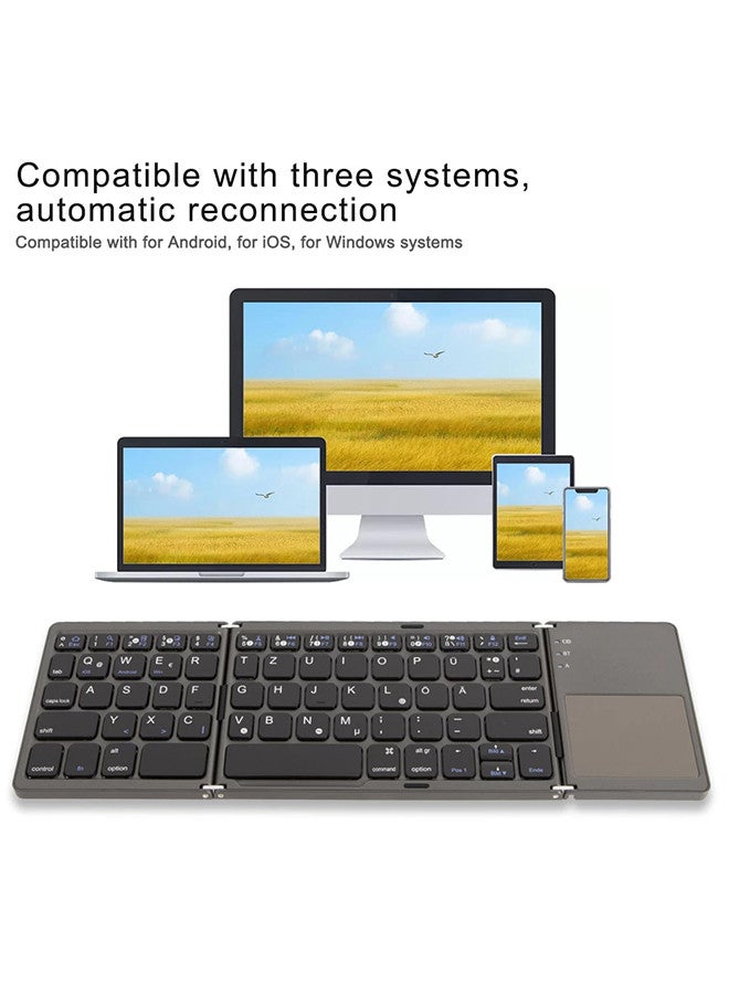MARGOUN - 2Packs Bluetooth Keyboard with Sensitive Touchpad, Multi Devices, Pocket-Sized Tri-Folding Rechargeable Wireless Portable Keyboard for iPhone, iPad, Smartphone,Laptop Tablet B033 Grey Silver - Image 1