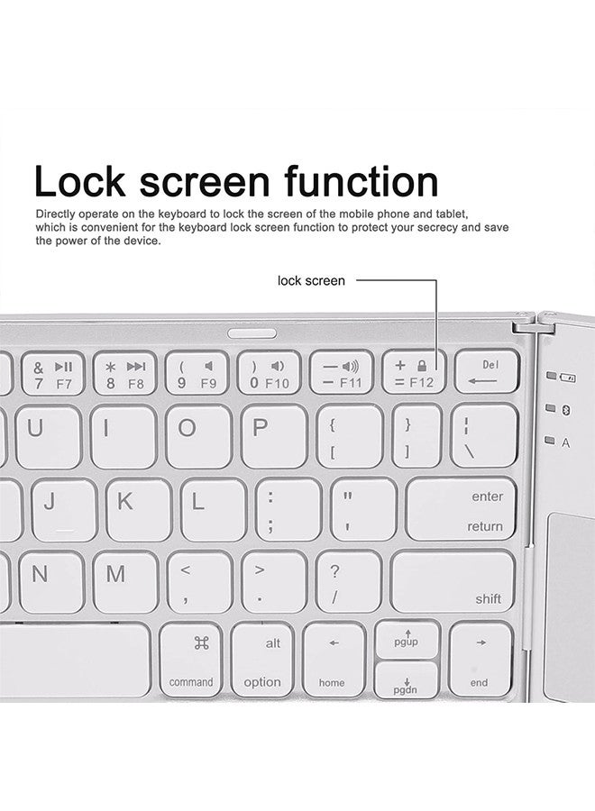 MARGOUN - 2Packs Bluetooth Keyboard with Sensitive Touchpad, Multi Devices, Pocket-Sized Tri-Folding Rechargeable Wireless Portable Keyboard for iPhone, iPad, Smartphone,Laptop Tablet B033 Grey Silver - Image 1