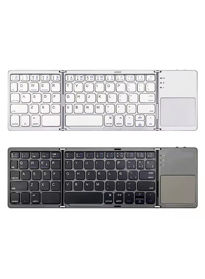 MARGOUN - 2Packs Bluetooth Keyboard with Sensitive Touchpad, Multi Devices, Pocket-Sized Tri-Folding Rechargeable Wireless Portable Keyboard for iPhone, iPad, Smartphone,Laptop Tablet B033 Grey Silver - Image 1