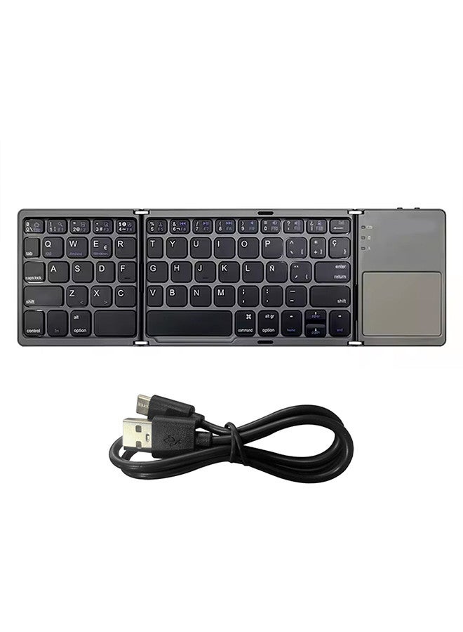 MARGOUN - Bluetooth Keyboard with Sensitive Touchpad, Multi Devices, Pocket-Sized Tri-Folding Rechargeable Wireless Portable Keyboard for iPhone, iPad, Smartphone,Laptop Tablet B033 Grey - Image 1
