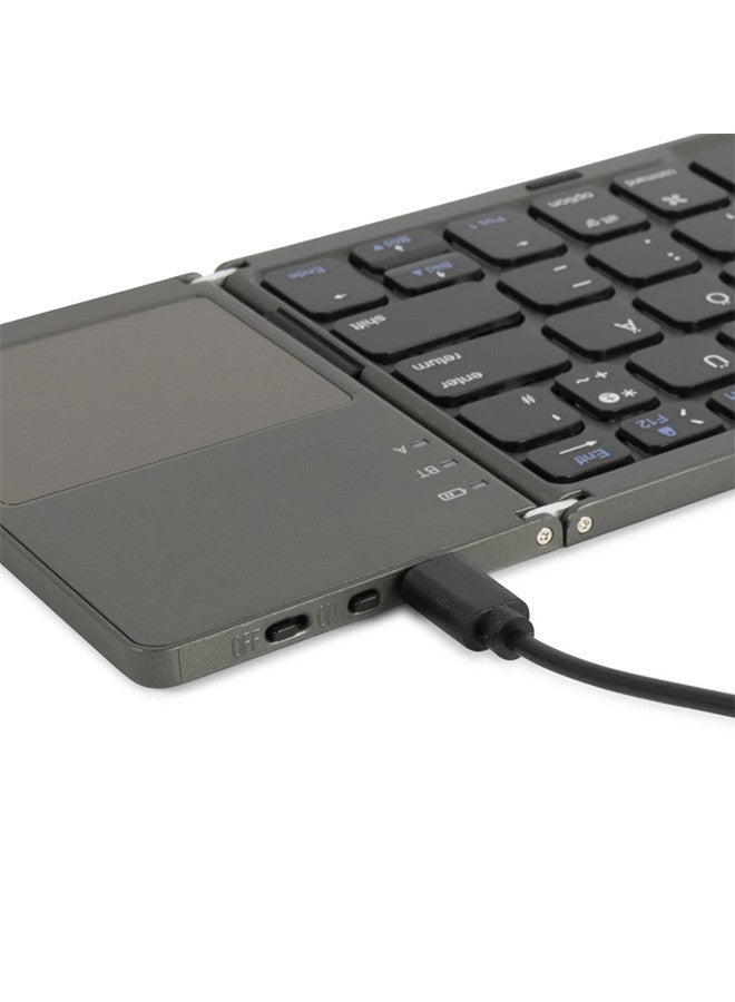 MARGOUN - Bluetooth Keyboard with Sensitive Touchpad, Multi Devices, Pocket-Sized Tri-Folding Rechargeable Wireless Portable Keyboard for iPhone, iPad, Smartphone,Laptop Tablet B033 Grey - Image 1