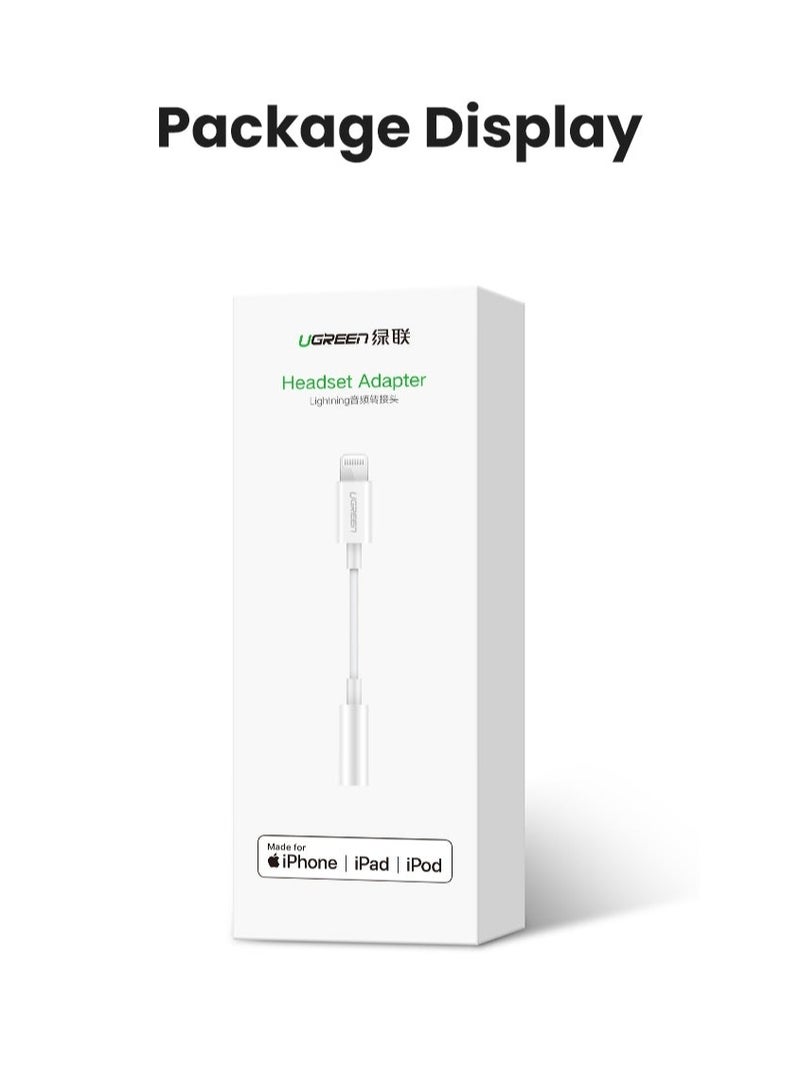 Ugreen - Lightning to AUX 3.5mm Headphone Jack Adapter - White - Image 1