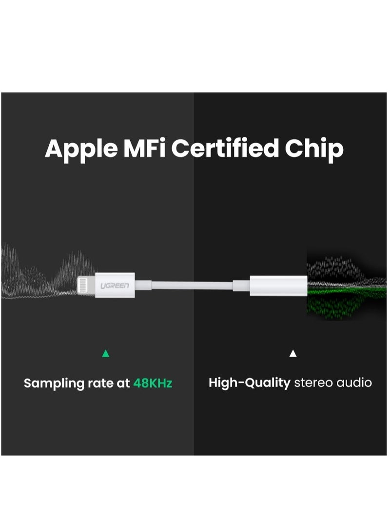 Ugreen - Lightning to AUX 3.5mm Headphone Jack Adapter - White - Image 1