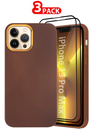 iPhone 13 Pro Max Vegan Leather Case, 1 Cover with 2 Screen Protectors, Slim Fit, Raised Edges for Camera and Screen Protection - Pack of 3 - Brown-3 - pnsku/N70154082V/45/_/1739955877/0a85ed6b-dee8-4564-8858-5b11caf6dacb